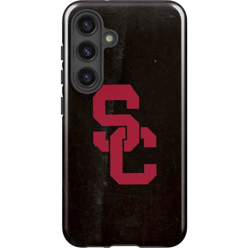 University of Southern California USC Black Distressed Galaxy S24 Plus Impact Case